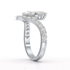 1.66 CT Curved Marquise Cut Lab Diamond Ring