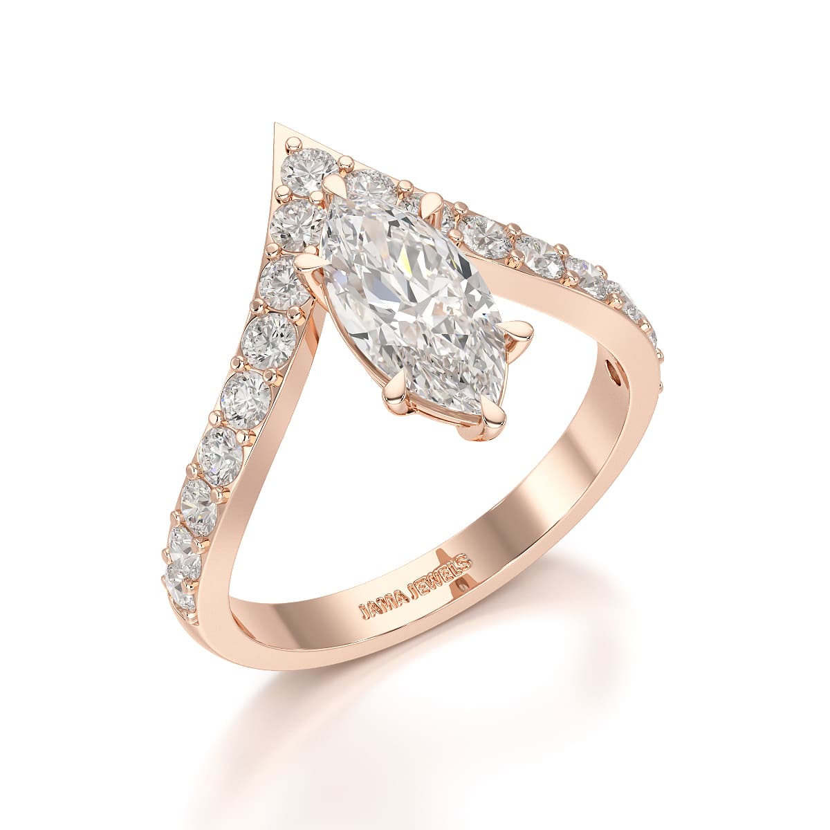 1.66 CT Curved Marquise Cut Lab Diamond Ring