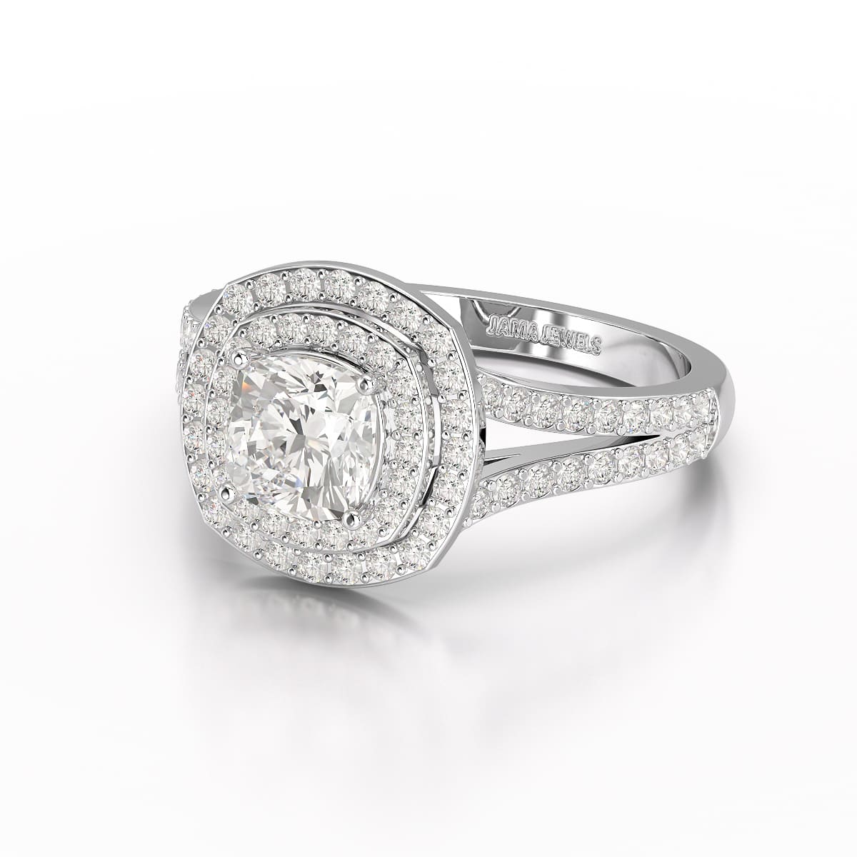 1.6 CT Halo Lab Diamond Cushion Cut Ring