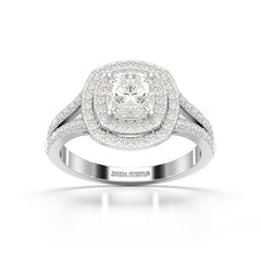 1.6 CT Halo Lab Diamond Cushion Cut Ring