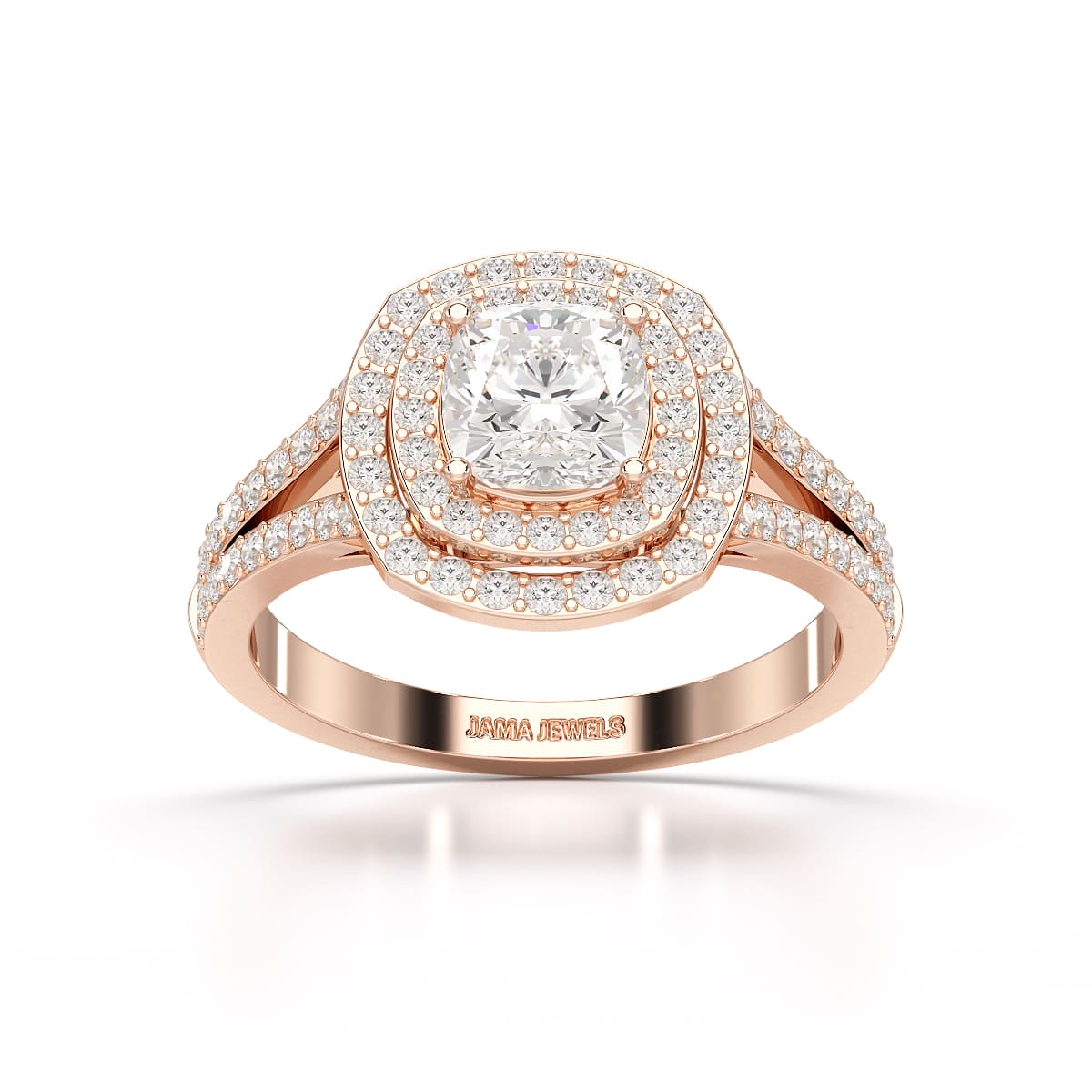 1.6 CT Halo Lab Diamond Cushion Cut Ring