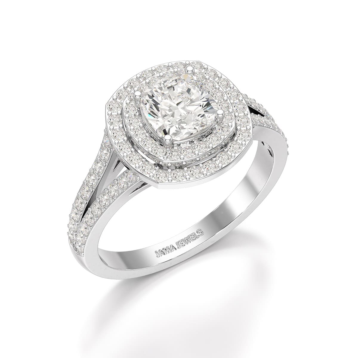 1.6 CT Halo Lab Diamond Cushion Cut Ring