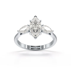 1.6 CT Marquise Cut Three Stone Lab Diamond Ring