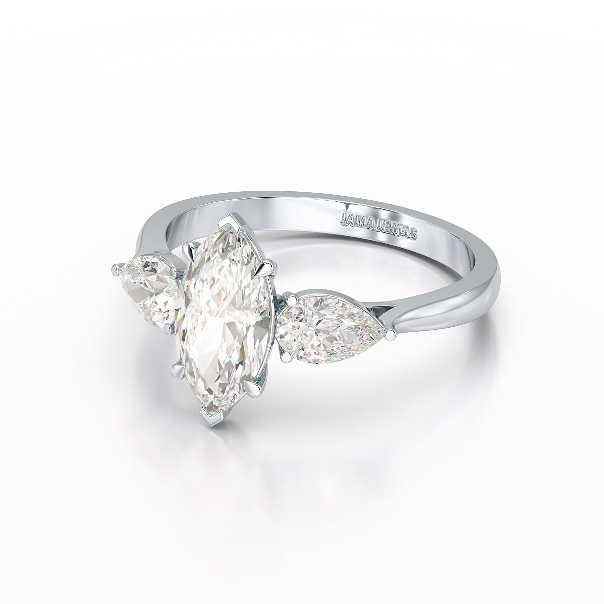 1.6 CT Marquise Cut Three Stone Lab Diamond Ring