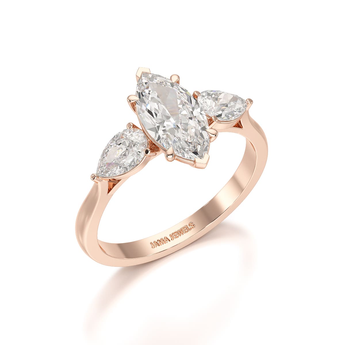 1.6 CT Marquise Cut Three Stone Lab Diamond Ring