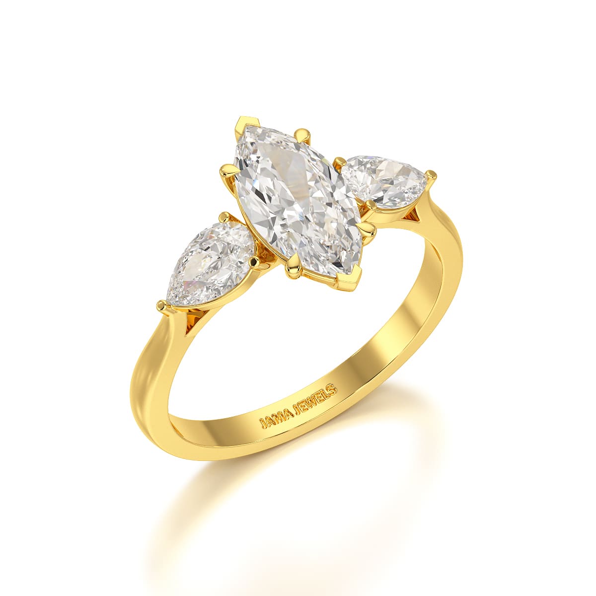 1.6 CT Marquise Cut Three Stone Lab Diamond Ring