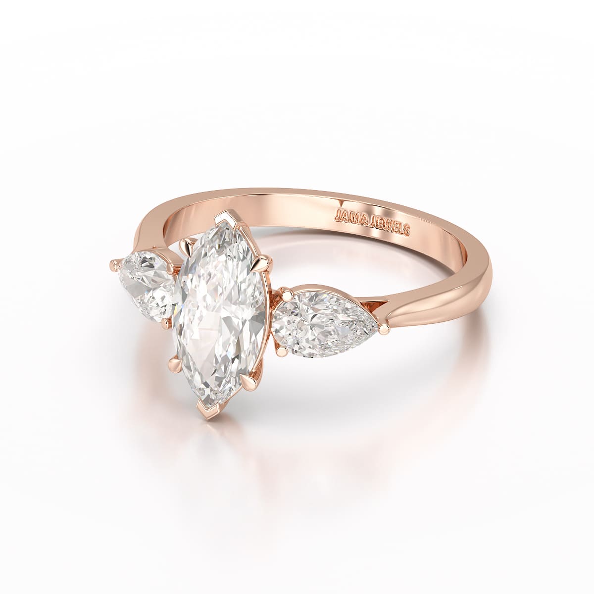 1.6 CT Marquise Cut Three Stone Lab Diamond Ring