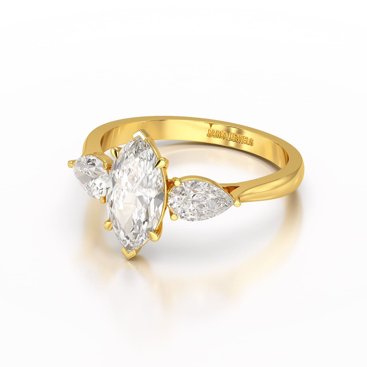 1.6 CT Marquise Cut Three Stone Lab Diamond Ring