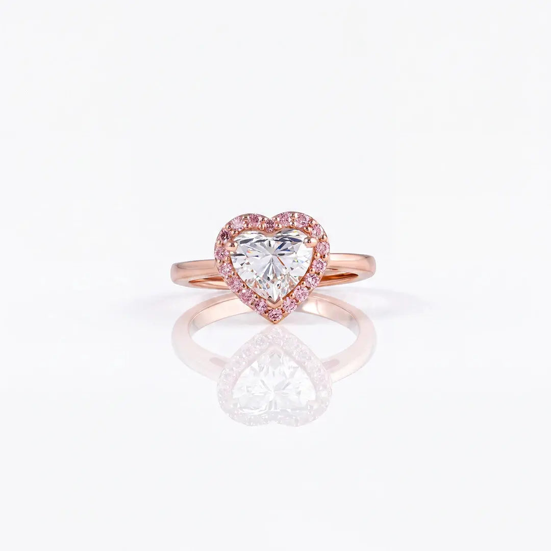 1.70 CT Heart Cut Pink Diamond Halo Ring