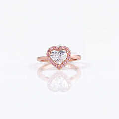 1.70 CT Heart Cut Pink Diamond Halo Ring