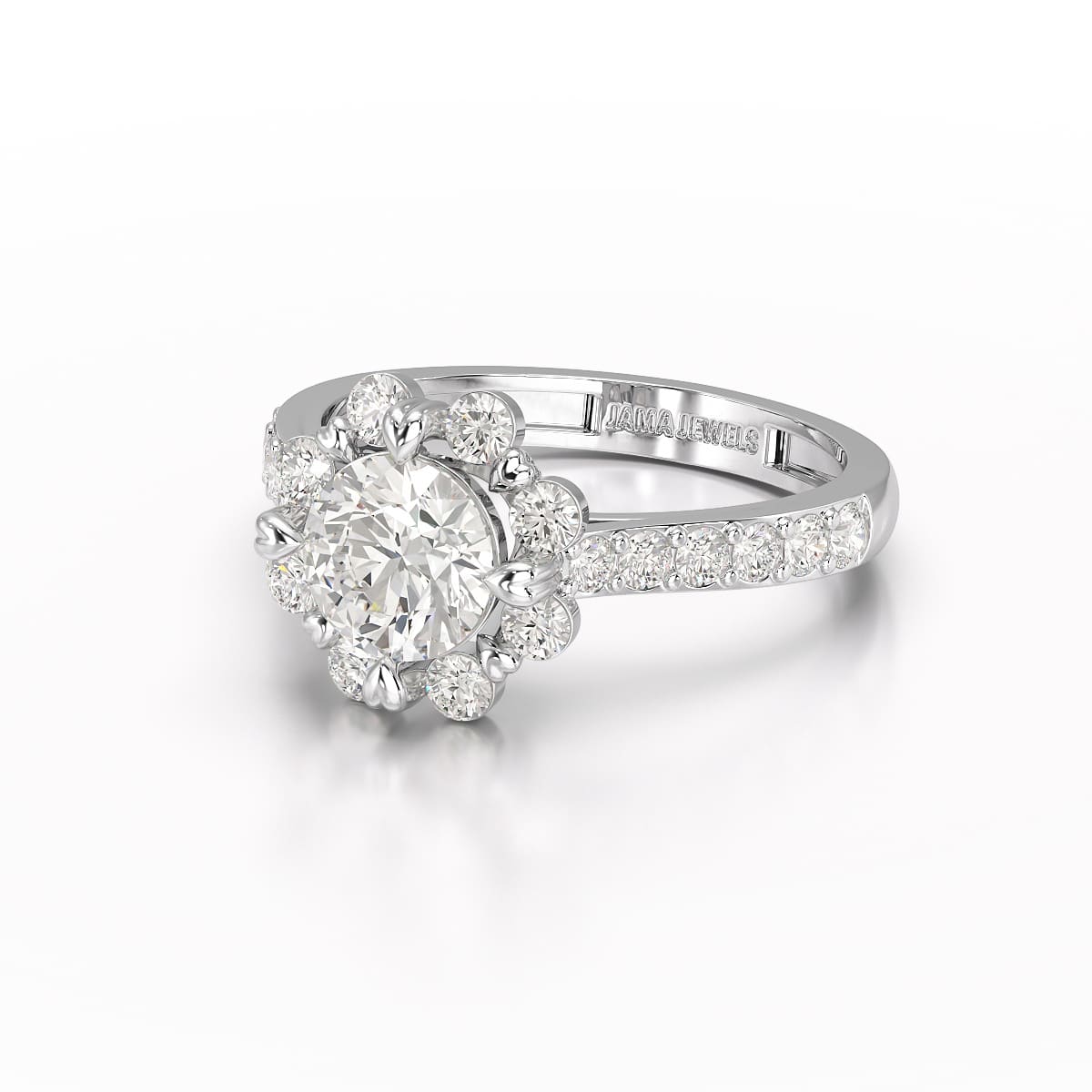 Halo Round Cut 1.72 CT Lab Diamond Ring