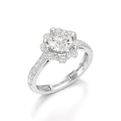 Halo Round Cut 1.72 CT Lab Diamond Ring