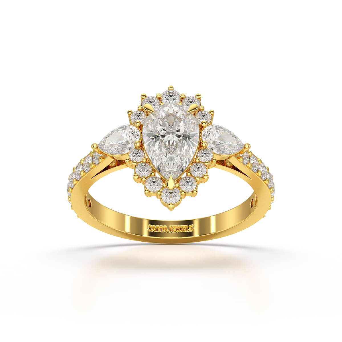 1.7 CT Pear Cut Lab Diamond Engagement Ring