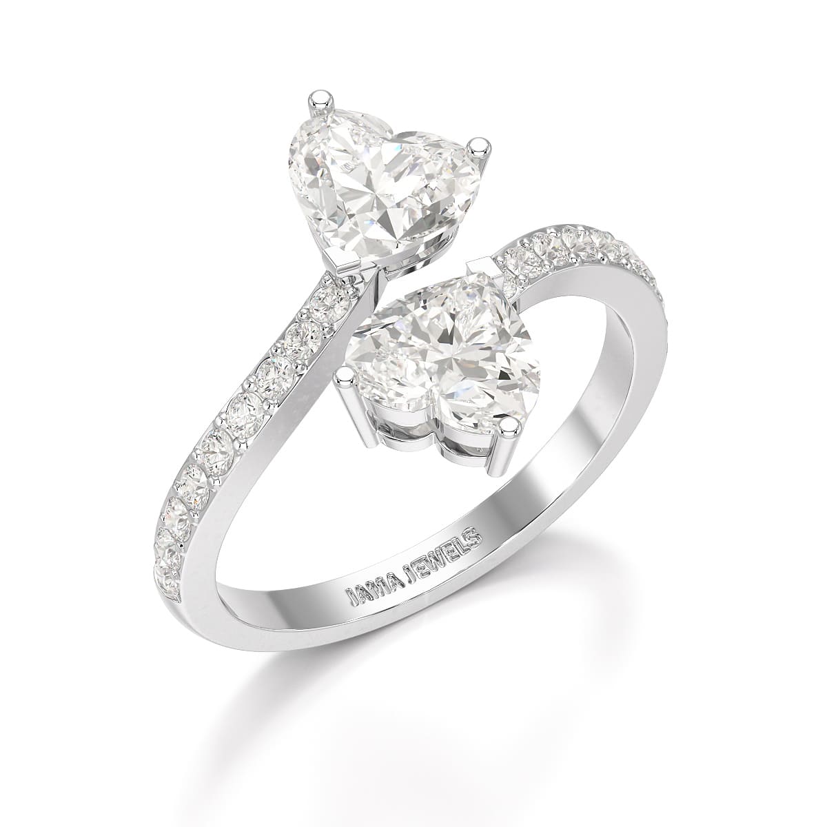 1.93 CT Double Heart Shaped Lab Diamond Ring