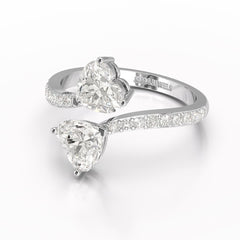 1.93 CT Double Heart Shaped Lab Diamond Ring