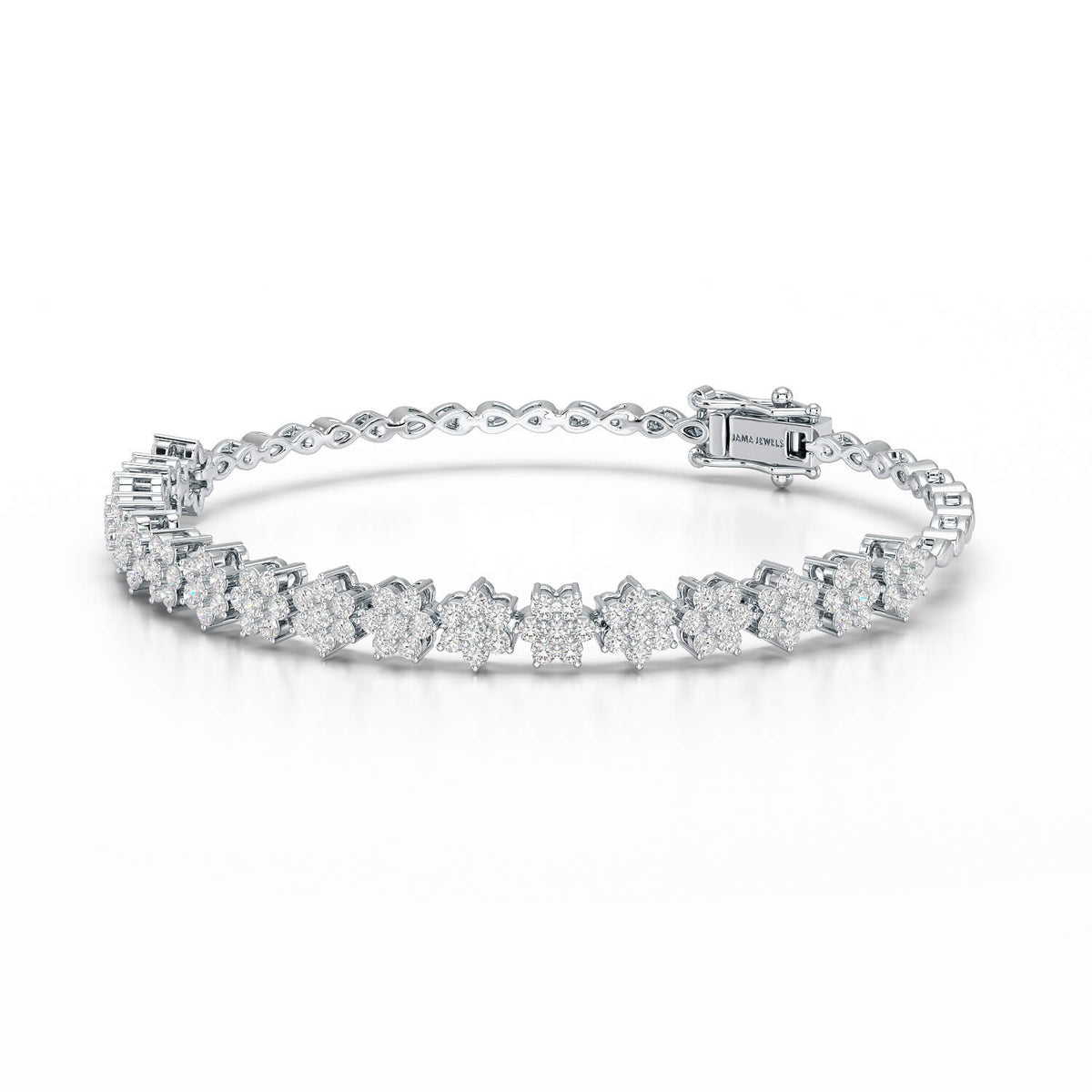 1.9 CT White Gold Lab Diamond Star Bracelet