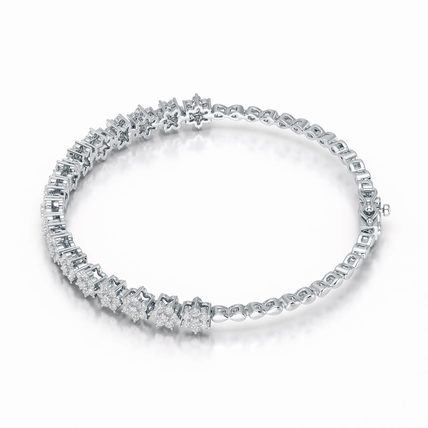 1.9 CT White Gold Lab Diamond Star Bracelet
