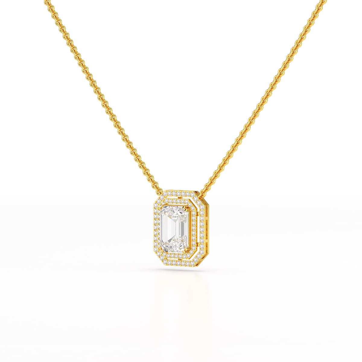 11.43 CT Emerald Cut Halo Lab Diamond Pendant