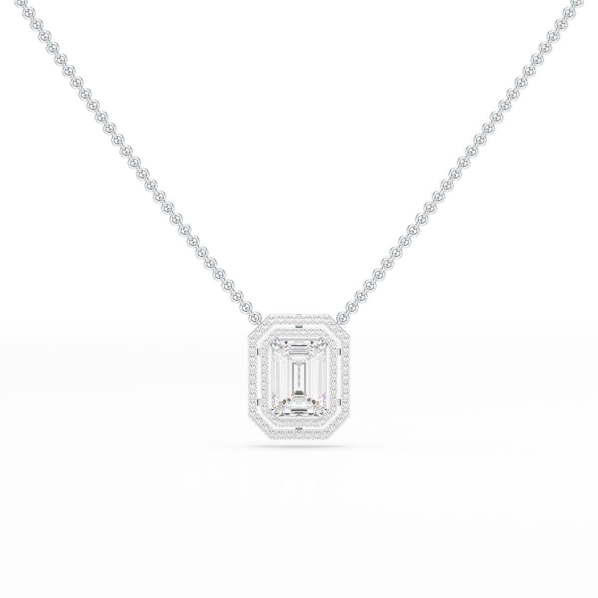 11.43 CT Emerald Cut Halo Lab Diamond Pendant