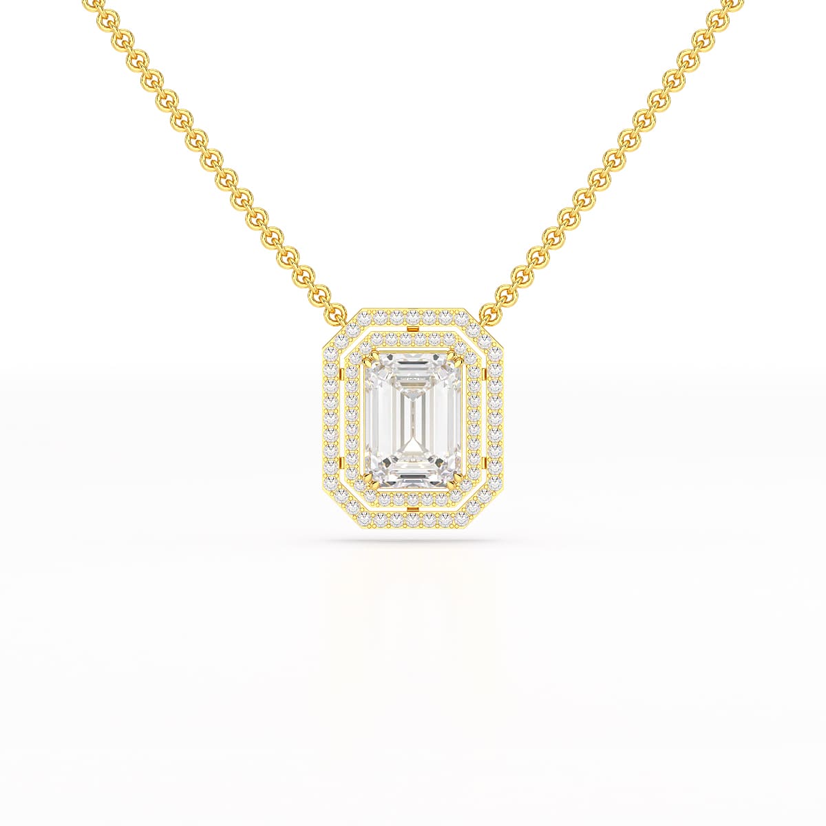 11.43 CT Emerald Cut Halo Lab Diamond Pendant