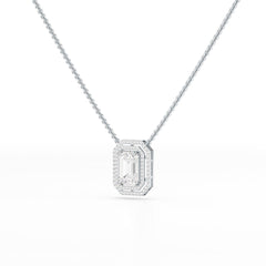 11.43 CT Emerald Cut Halo Lab Diamond Pendant