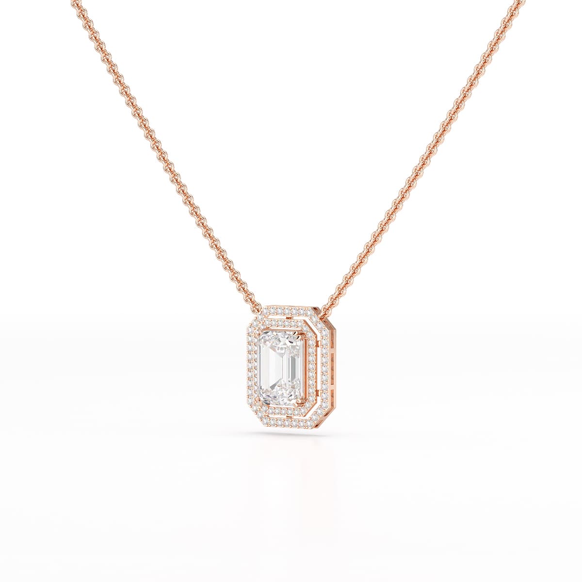 11.43 CT Emerald Cut Halo Lab Diamond Pendant