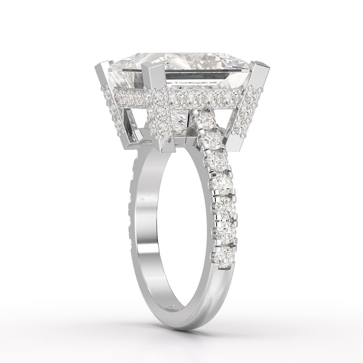 11.76 CT Lab Diamond Princess Cut Hidden Halo Ring