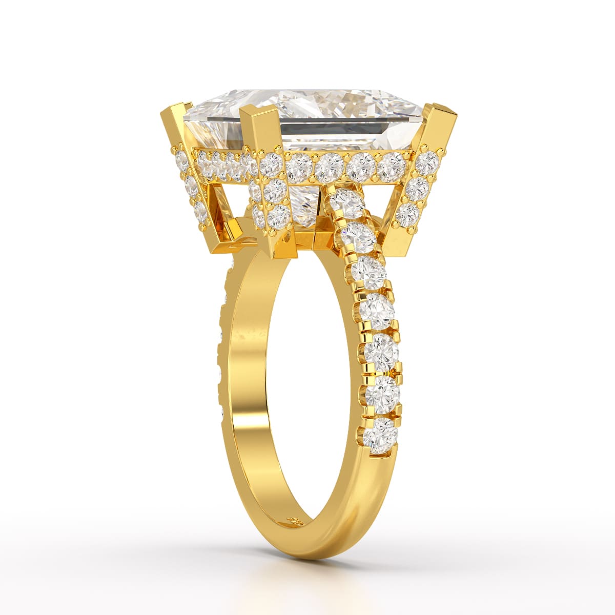 11.76 CT Lab Diamond Princess Cut Hidden Halo Ring