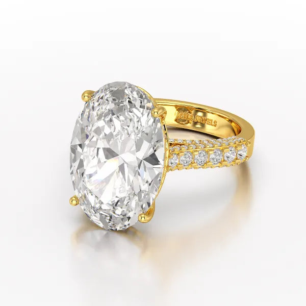 12.06 Carat Oval Cut Lab Diamond Engagement Ring - Jama Jewels 