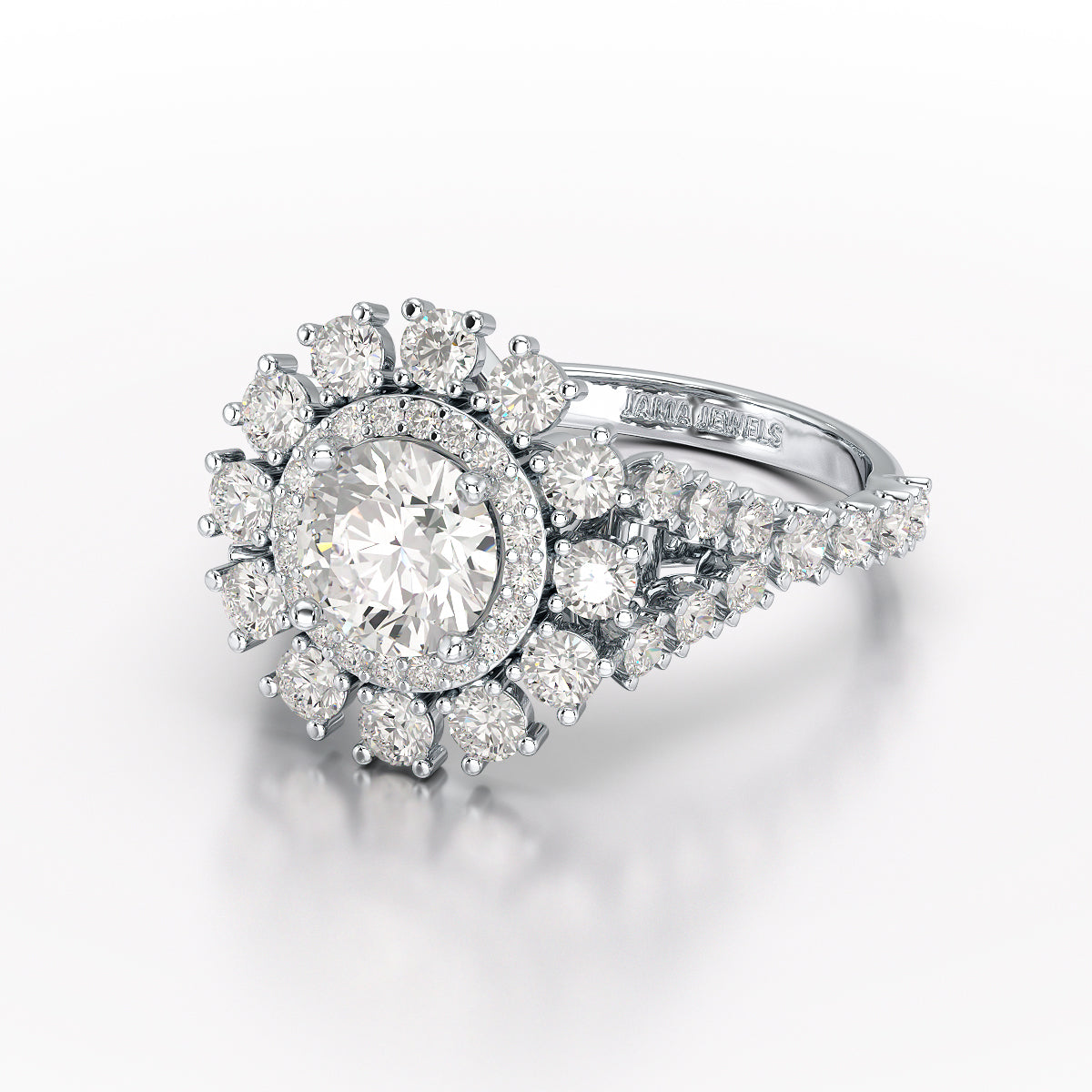 2.63 CT Double Halo Lab Diamond Wedding Ring