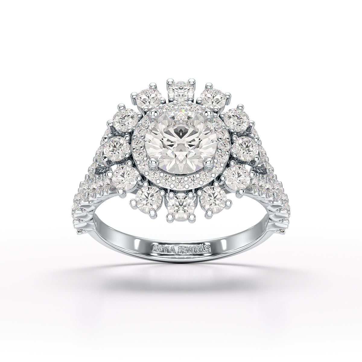 2.63 CT Double Halo Lab Diamond Wedding Ring