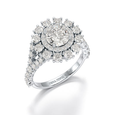 2.63 CT Double Halo Lab Diamond Wedding Ring