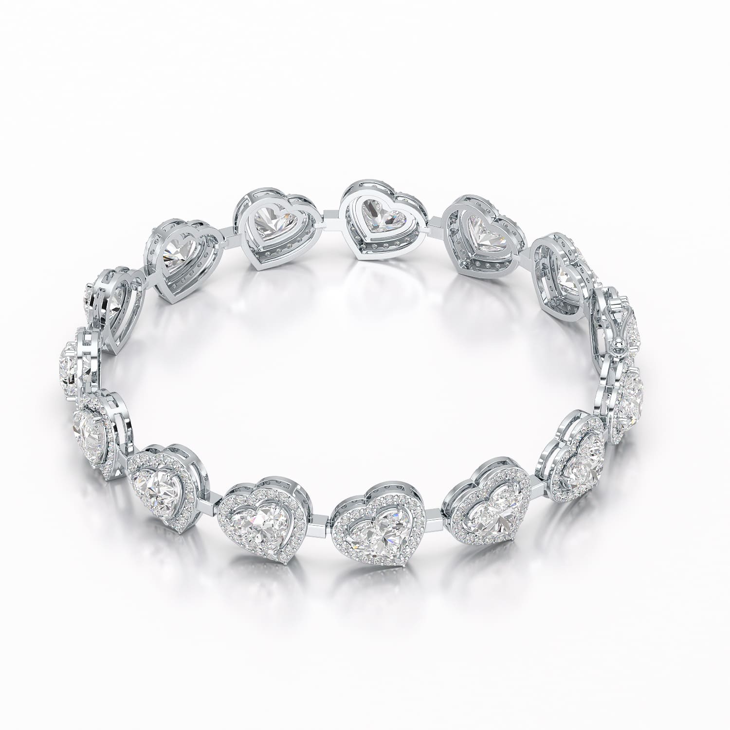 17.4 CT Heart Shaped Lab Diamond Bracelet