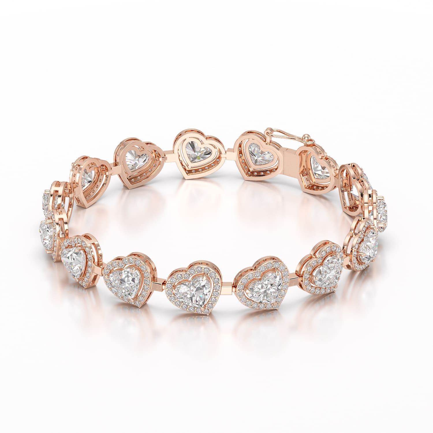 17.4 CT Heart Shaped Lab Diamond Bracelet