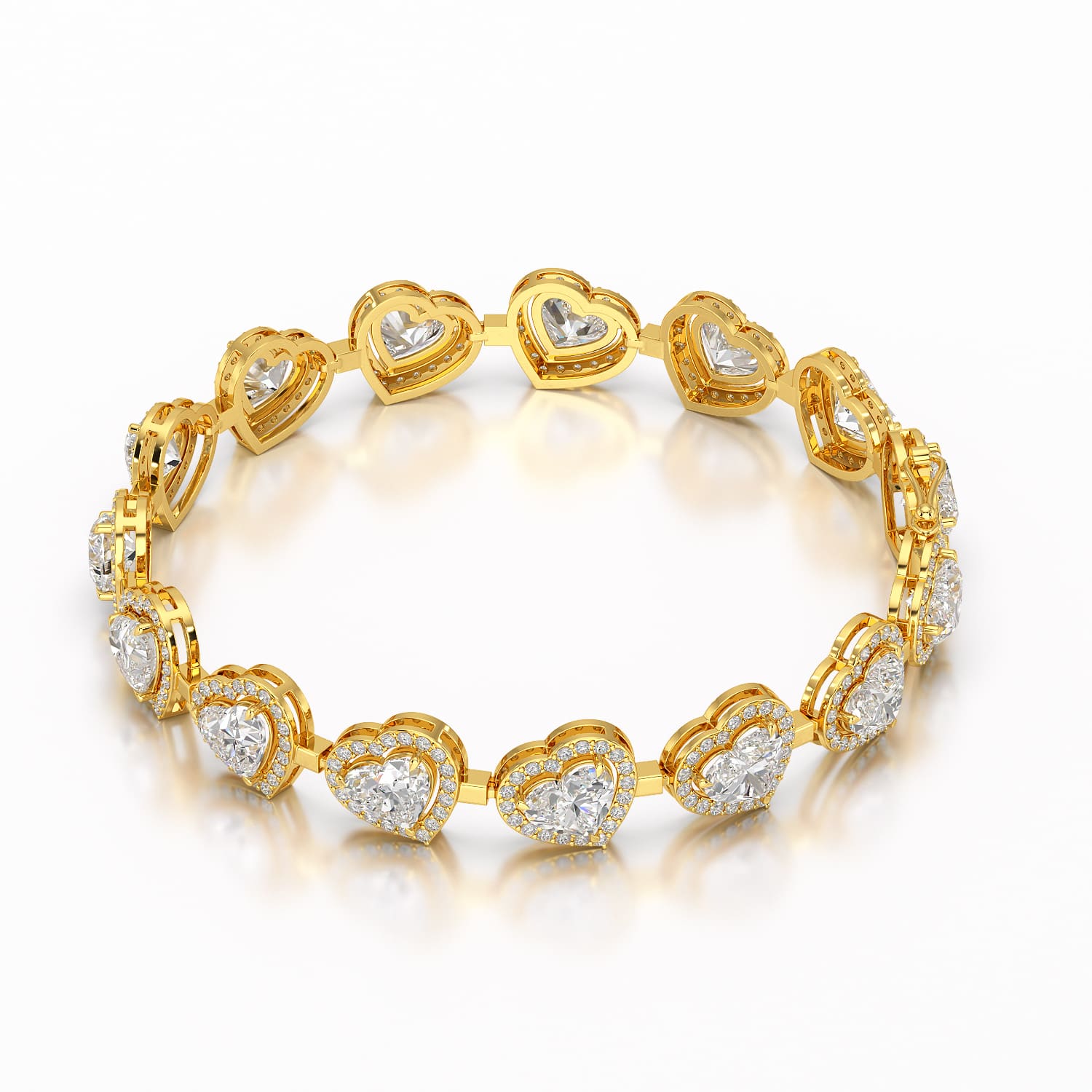 17.4 CT Heart Shaped Lab Diamond Bracelet