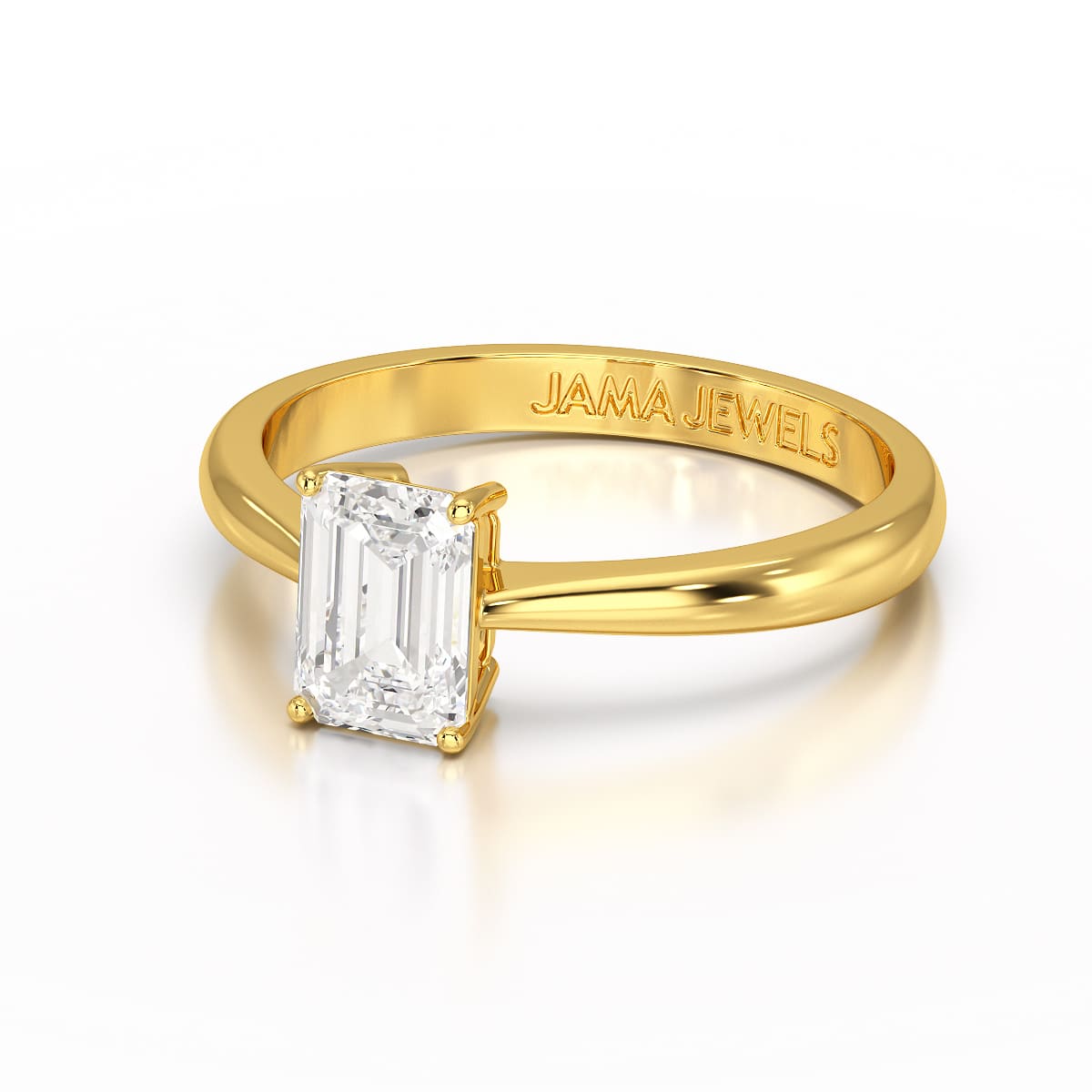 1 CT Emerald Cut Solitaire Lab Diamond Ring