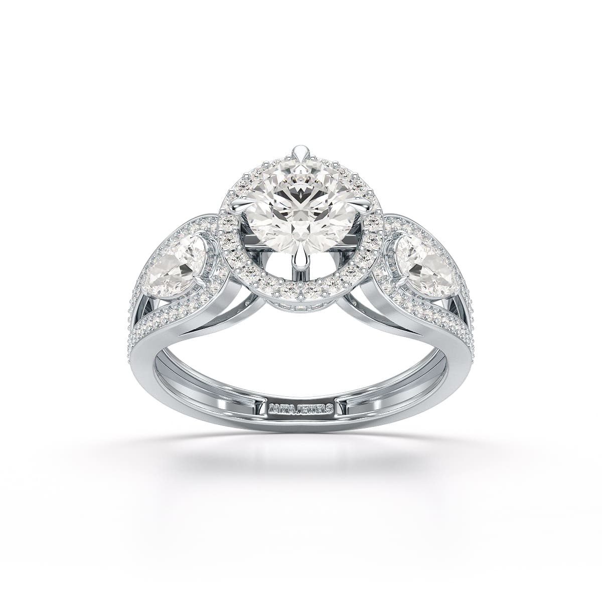 2.09 CT Round Cut Halo Lab Diamond Engagement Ring