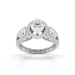 2.09 CT Round Cut Halo Lab Diamond Engagement Ring