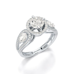 2.09 CT Round Cut Halo Lab Diamond Engagement Ring