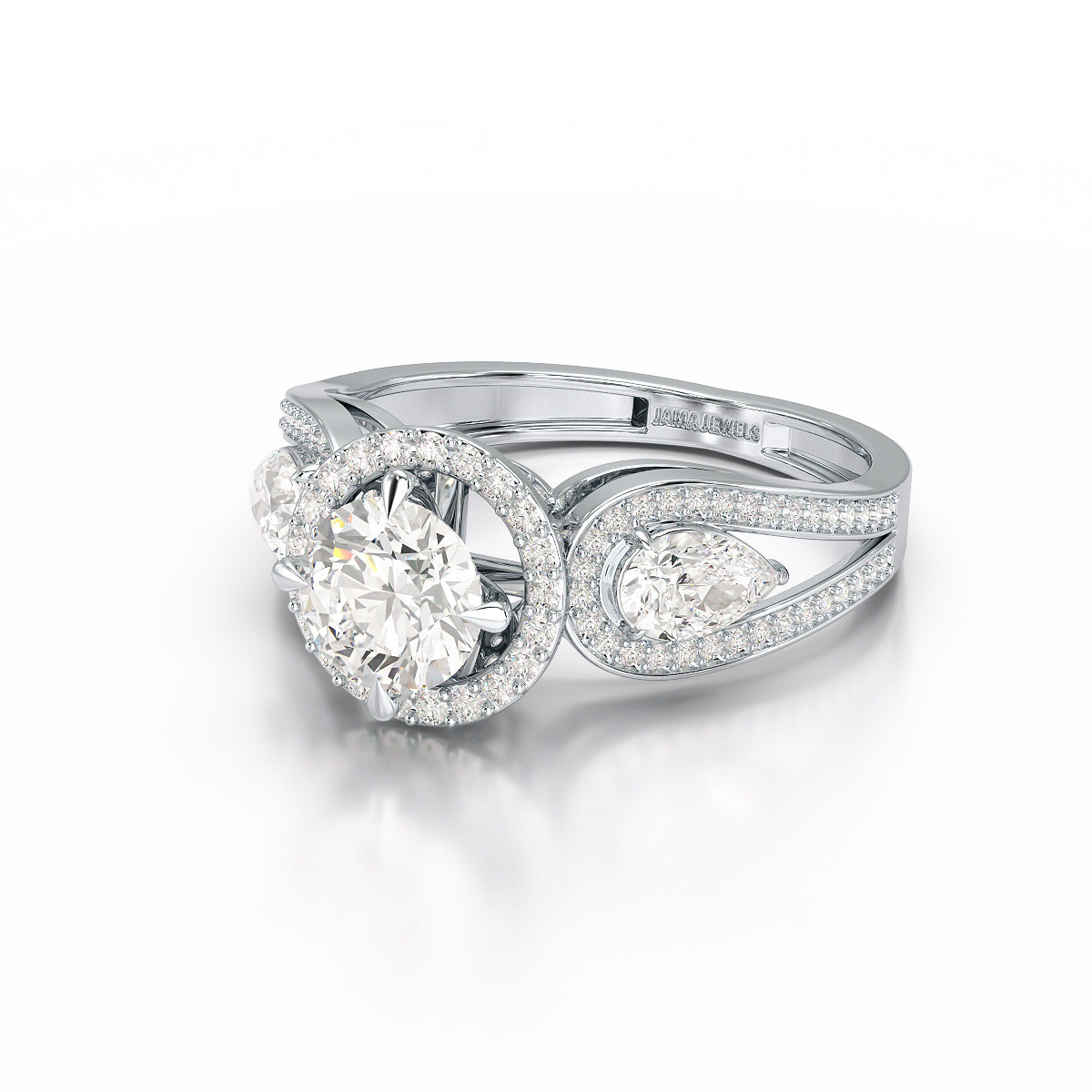 2.09 CT Round Cut Halo Lab Diamond Engagement Ring