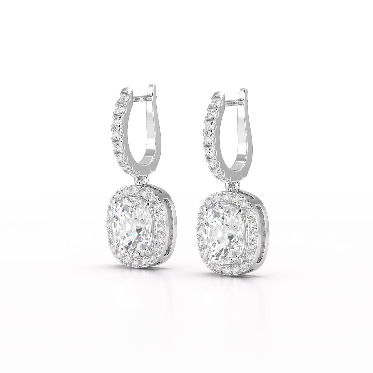 2.34 CT Lab Diamond Dangle Hoop Earrings