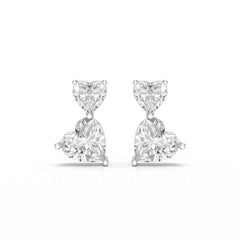 2.34 CT Lab Diamond Heart Cut Earrings