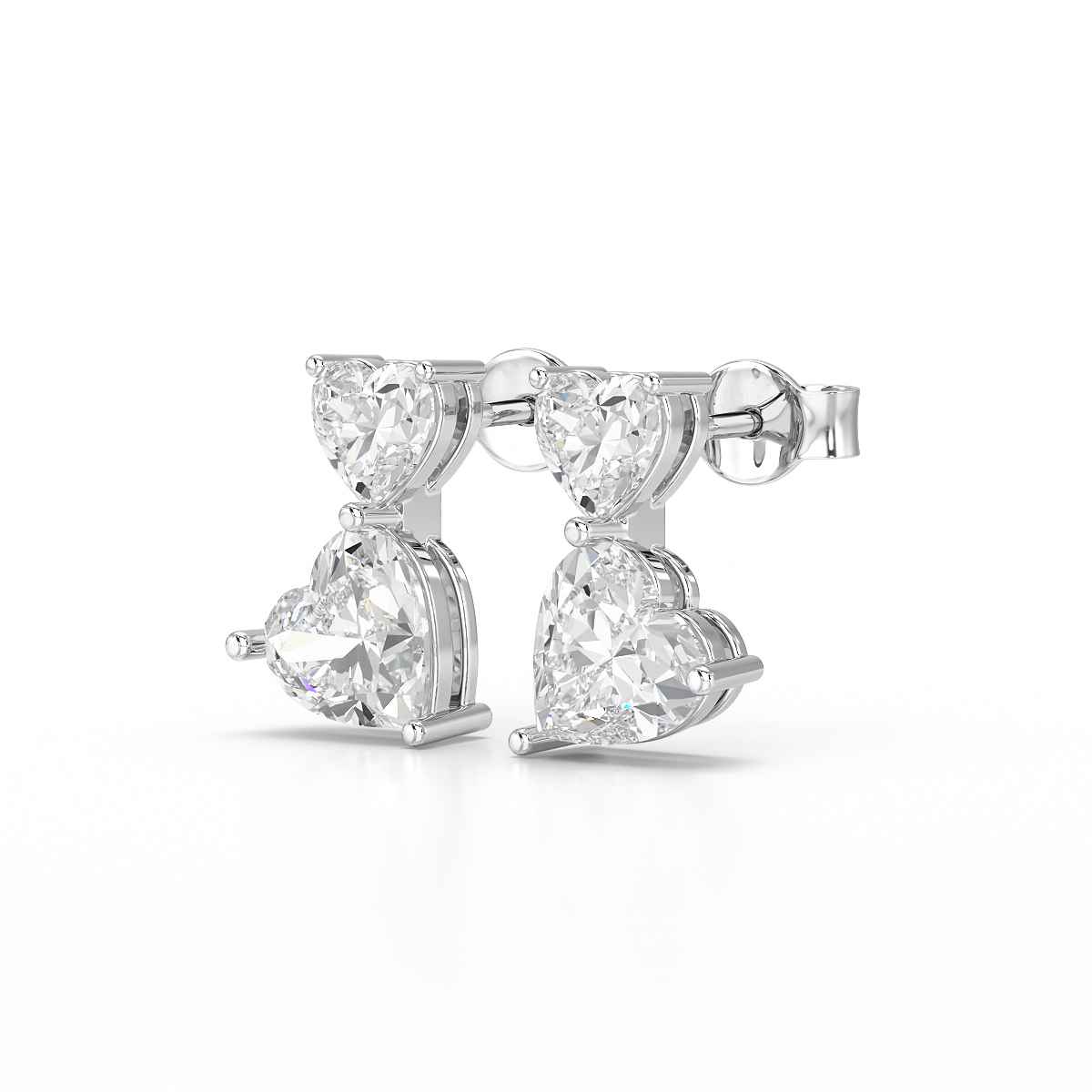 2.34 CT Lab Diamond Heart Cut Earrings