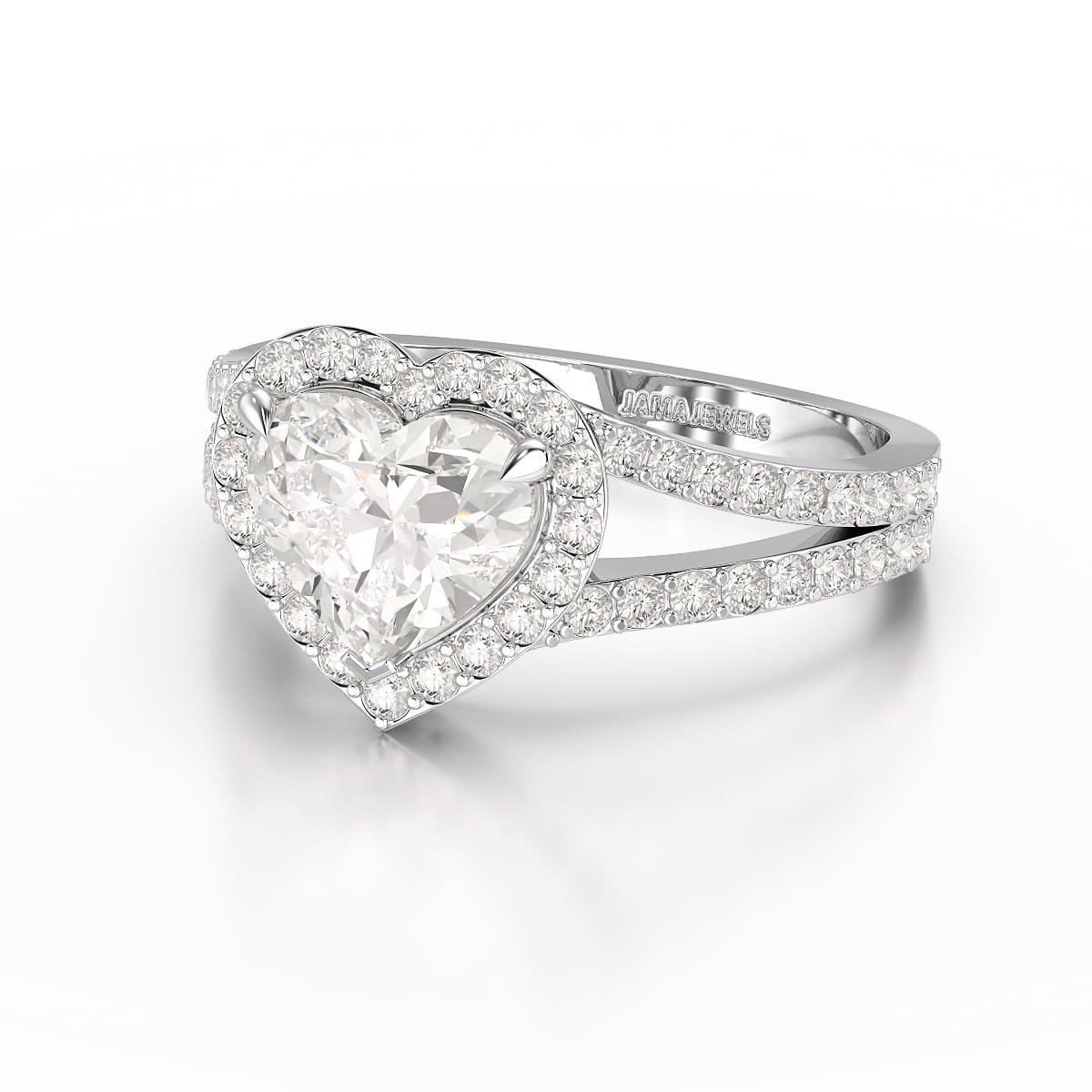 2.35 CT Lab Diamond Heart Shaped Halo Ring