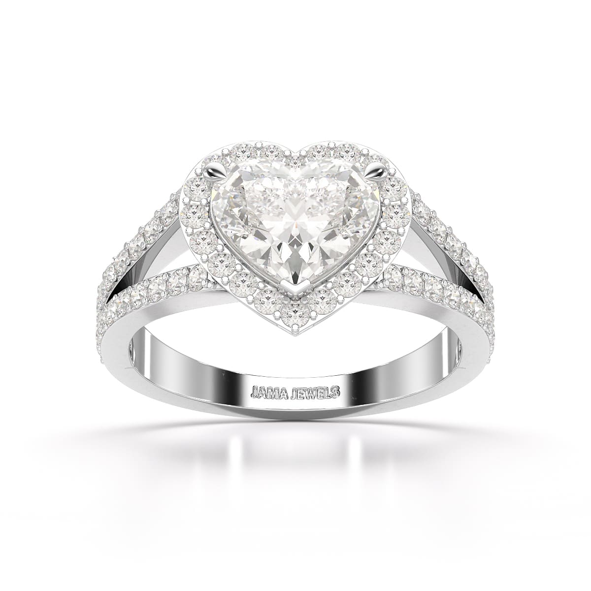 2.35 CT Lab Diamond Heart Shaped Halo Ring