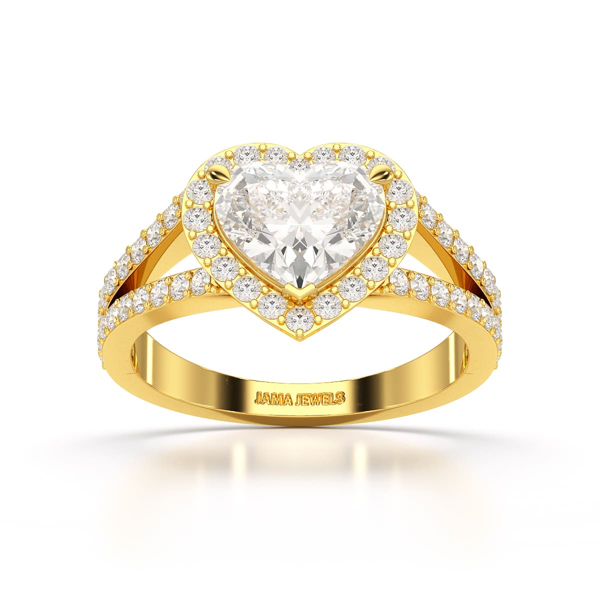 2.35 CT Lab Diamond Heart Shaped Halo Ring