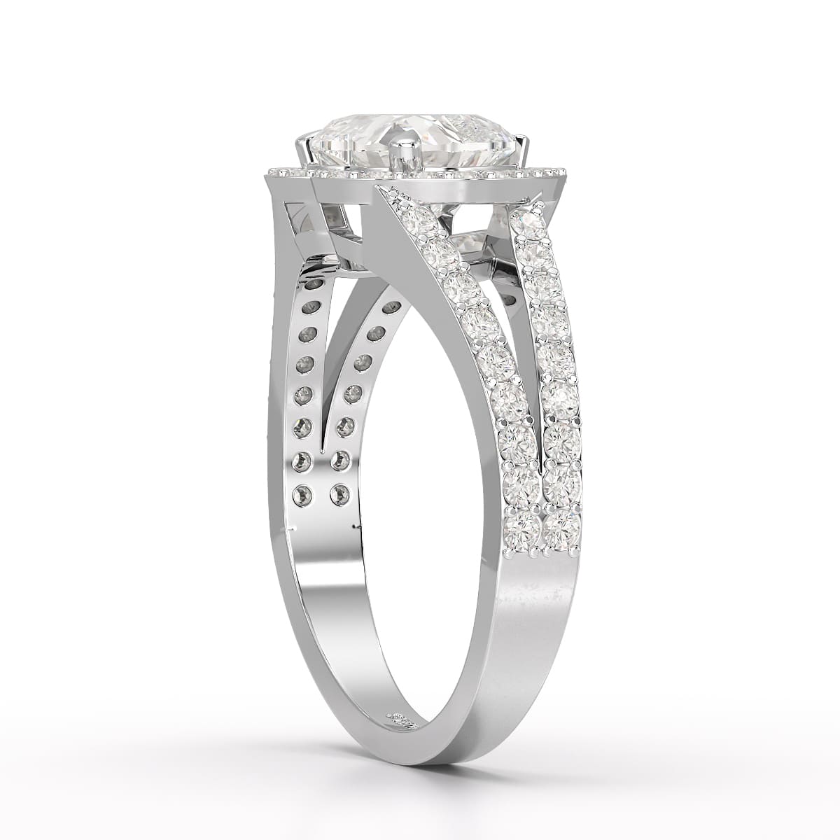 2.35 CT Lab Diamond Heart Shaped Halo Ring