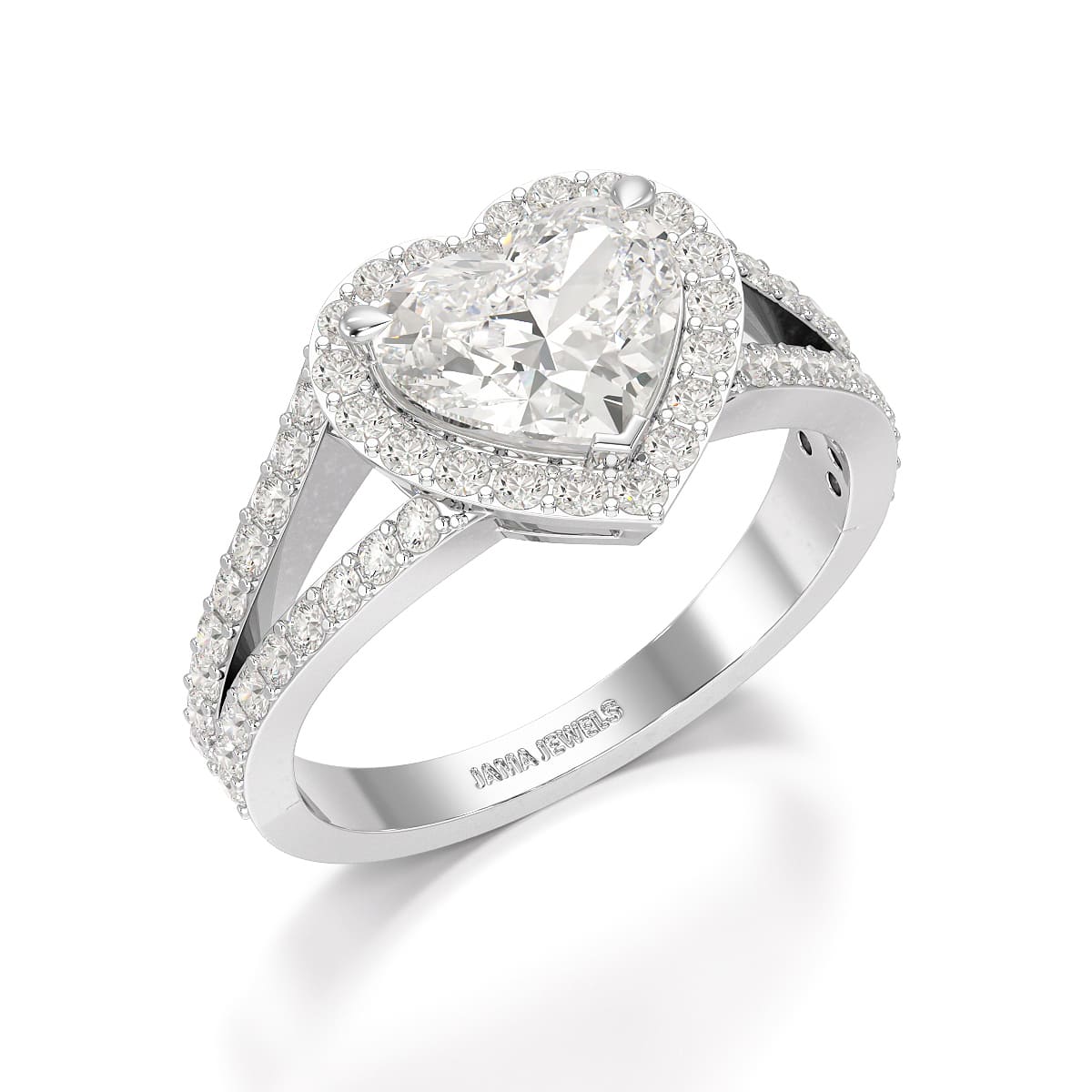 2.35 CT Lab Diamond Heart Shaped Halo Ring