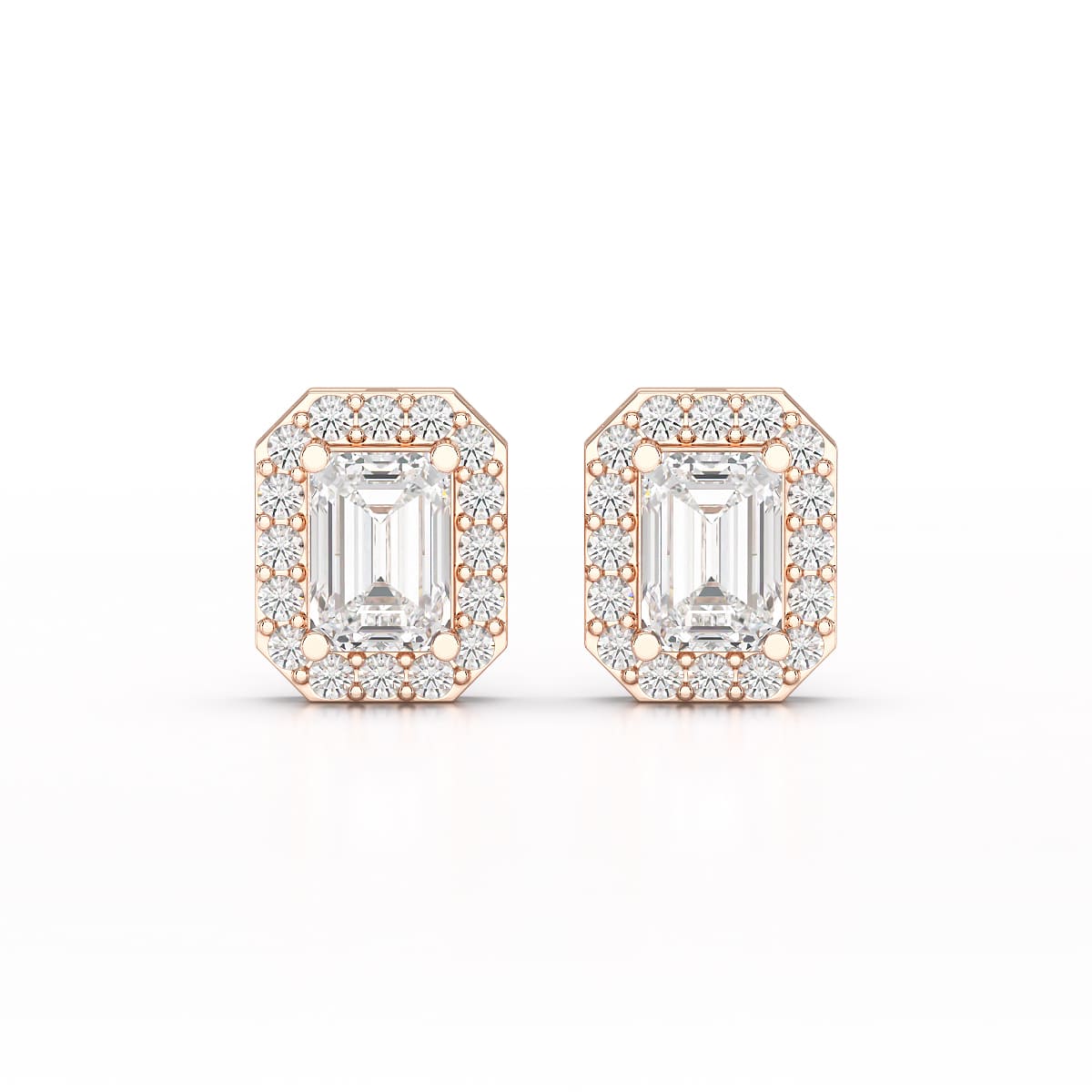 2.51 CT Lab Diamond Halo Emerald Stud Earrings