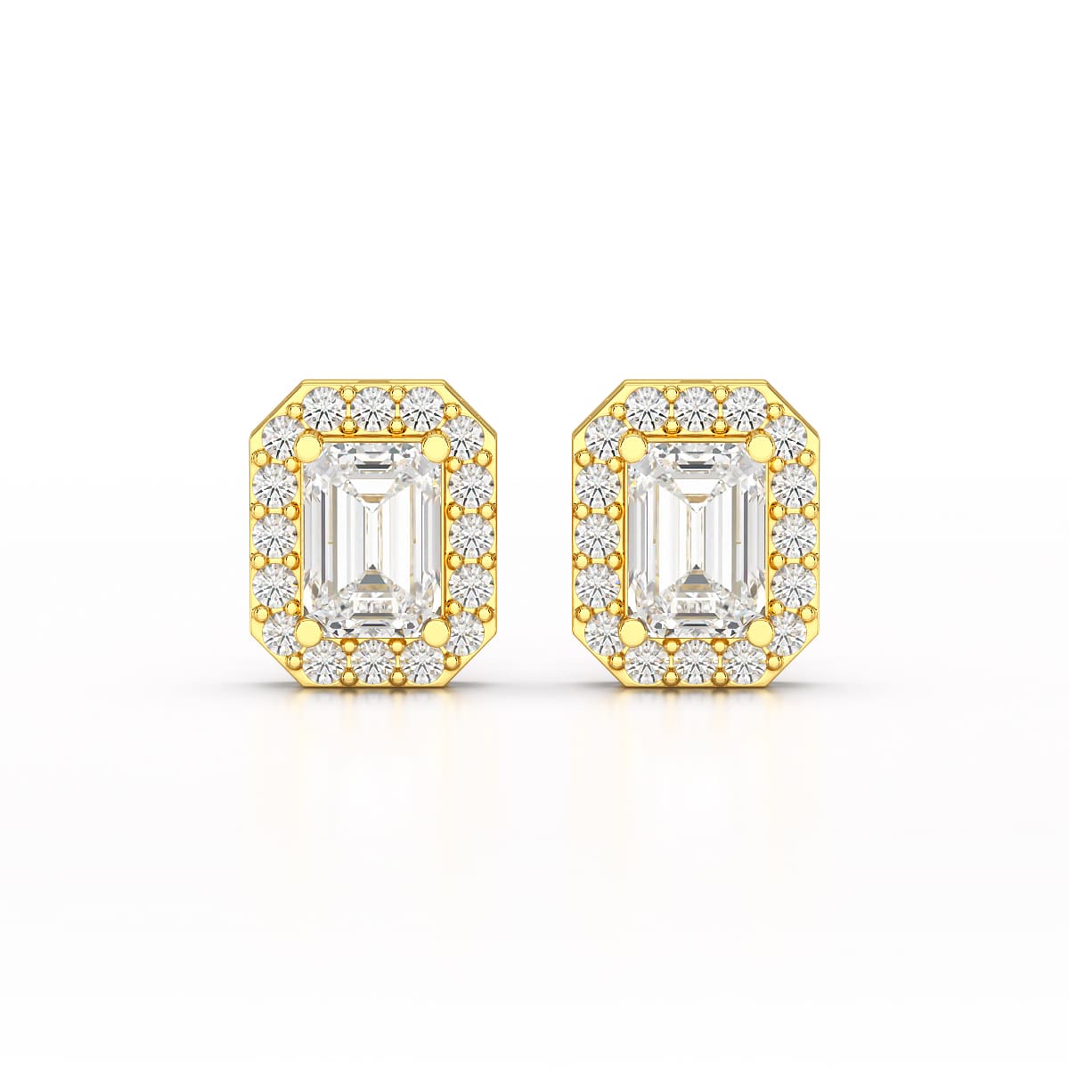 2.51 CT Lab Diamond Halo Emerald Stud Earrings